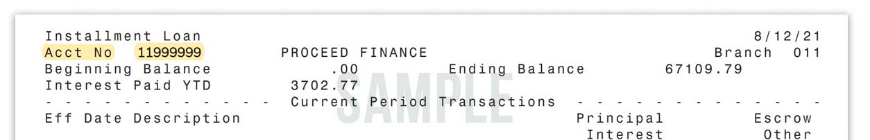 Proceed Finance Loan Notice Example
