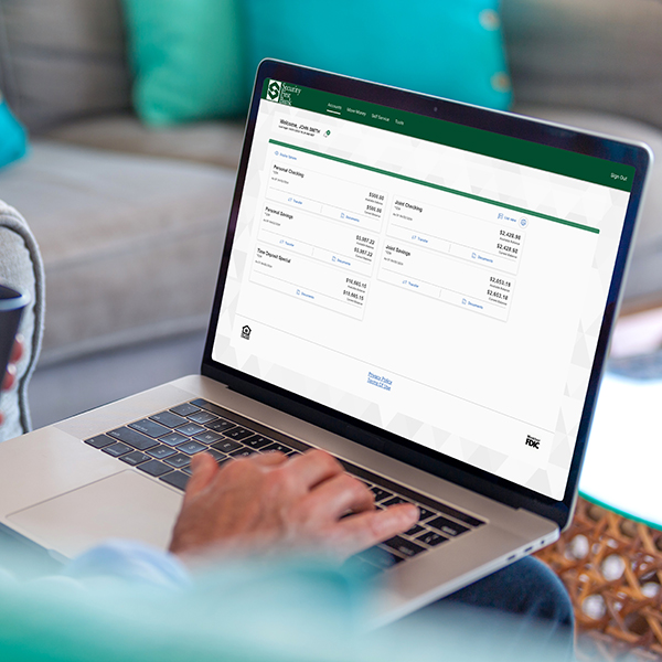 new online banking platform displayed on a laptop screen