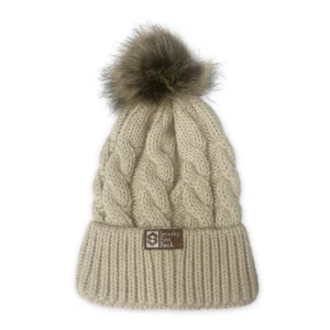 Adult Knit Beanie with Faux Fur Pom