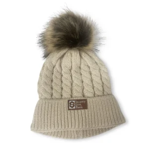 Child Knit Beanie with Faux Fur Pom