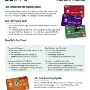 Flyer promoting our affinity school debit card program.