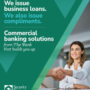 Lobby poster promoting commercial lending
