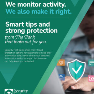 Lobby poster promoting our fraud protection campaign