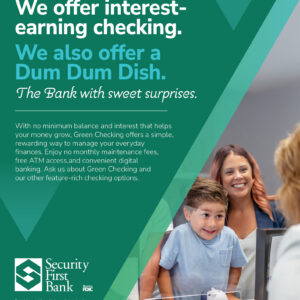 Lobby poster promoting green checking