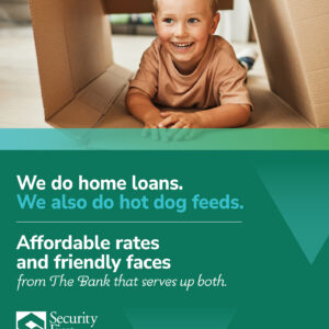 Lobby poster promoting mortgage loans