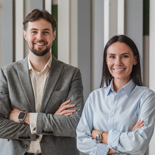 Two professionals representing career opportunities at Security First.