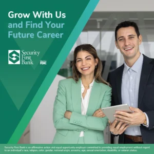 Sponsored social media ad to promote open careers at Security First Bank.