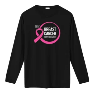 Black long sleeve shirt with Security First Bank logo and "Breast Cancer Awareness Month"